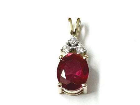 9 CT Yellow Gold Ruby And White Cz Pendant
