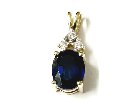 9 CT Yellow Gold Sapphire And White Cz Pendant