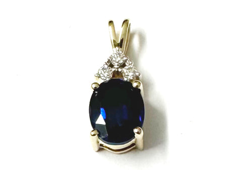 9 CT Yellow Gold Sapphire And White Cz Pendant