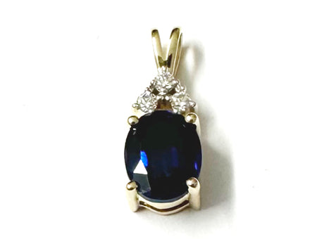 9 CT Yellow Gold Sapphire And White Cz Pendant