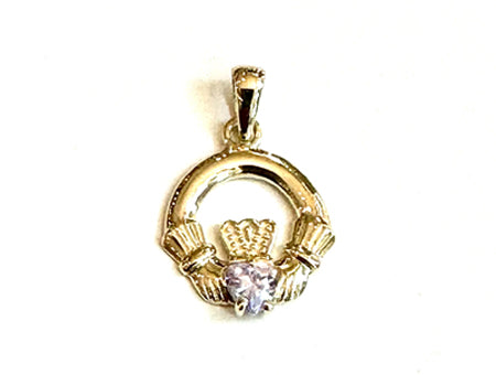 9CT Yellow Gold Alexandrite Cz Birthstone Claddagh Pendant