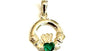 9CT Yellow Gold Emerald Cz Birthstone Claddagh Pendant