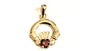 9CT Yellow Gold Garnet Birthstone Claddagh Pendant