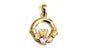 9CT Yellow Gold Pink Cz Birthstone Claddagh Pendant