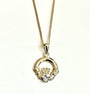 Gold Plated Cz Birthstone Claddagh Pendant Chained