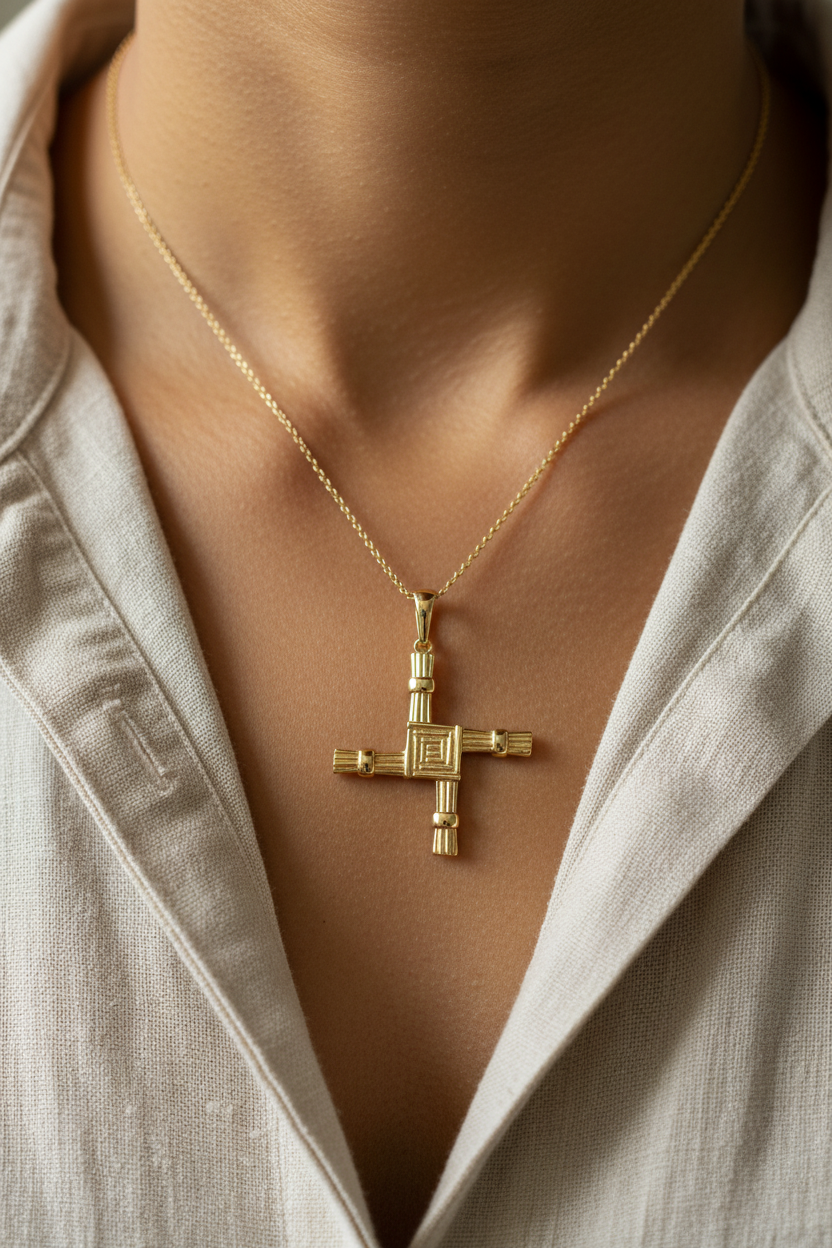 9CT Yellow Gold St Bridget’s Pendant 1.77