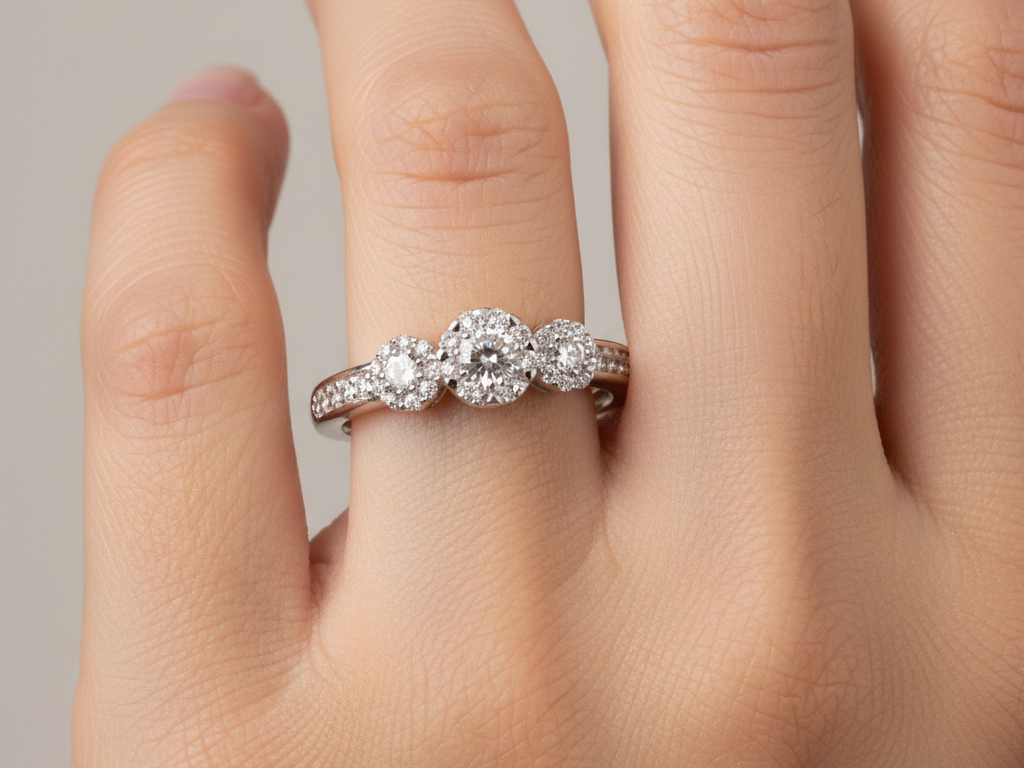 9ct White Gold Cz Ring.
