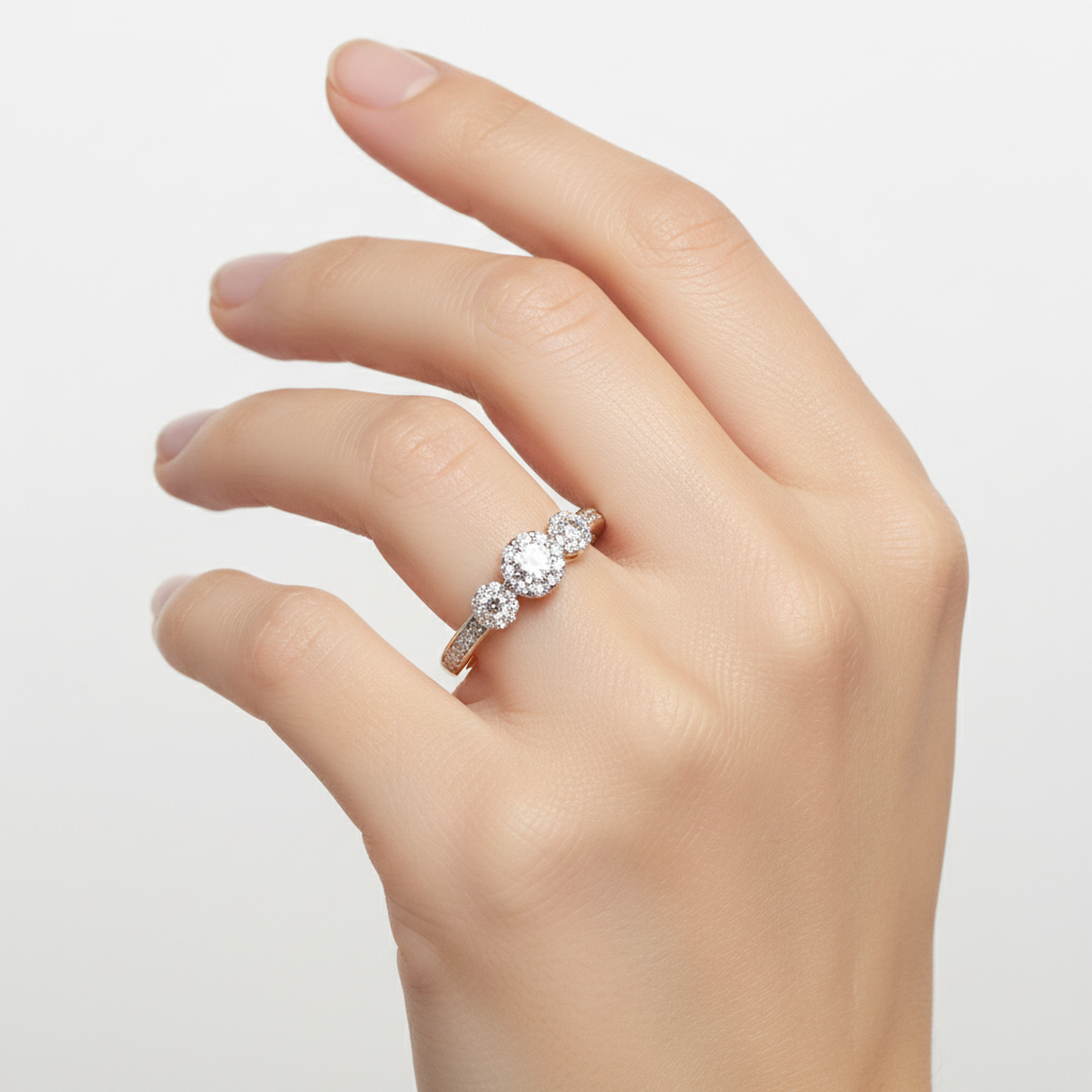 9ct Yellow Gold Cz Ring.