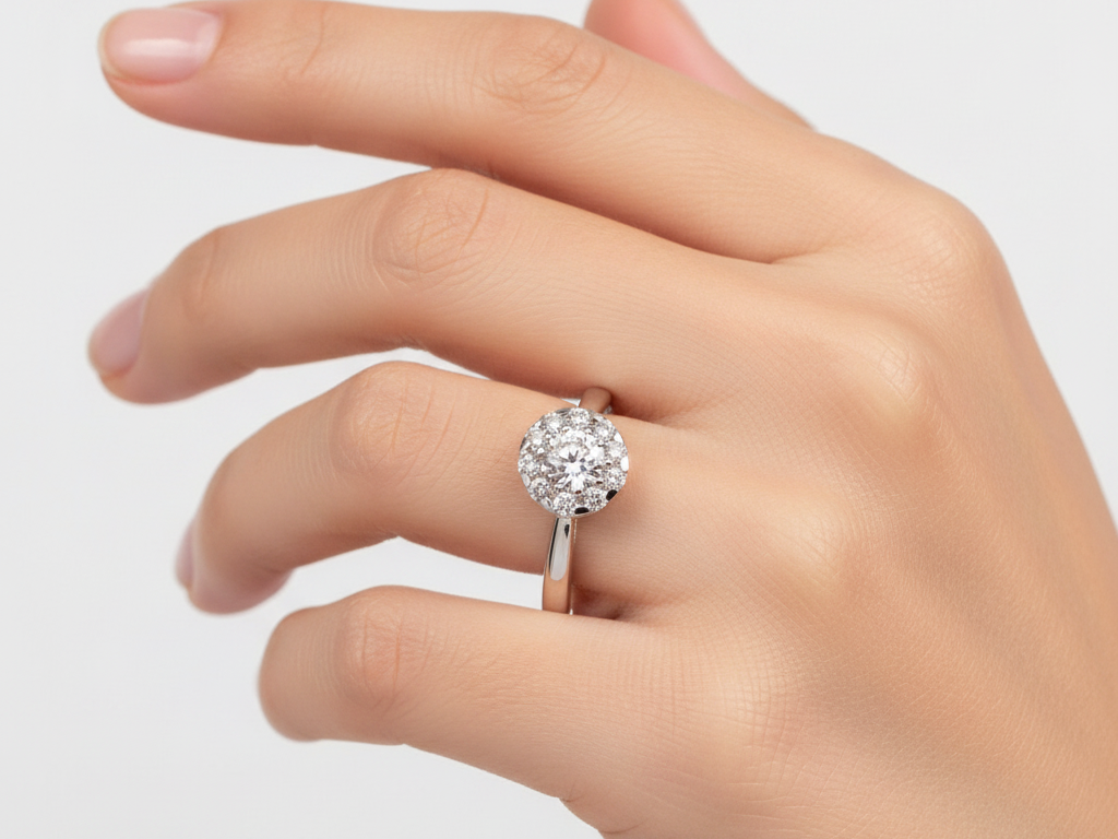 9ct White Gold Cz Ring.