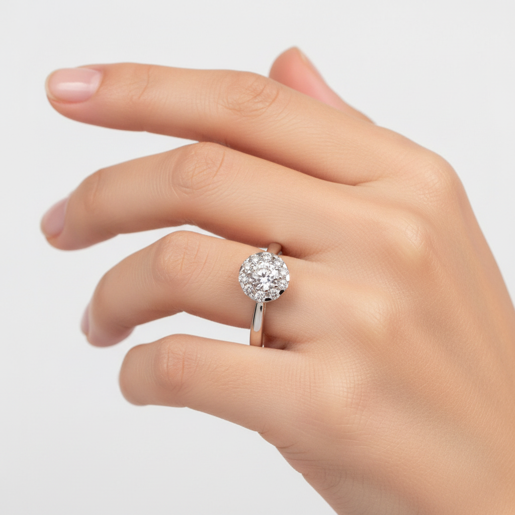 9ct White Gold Cz Ring.