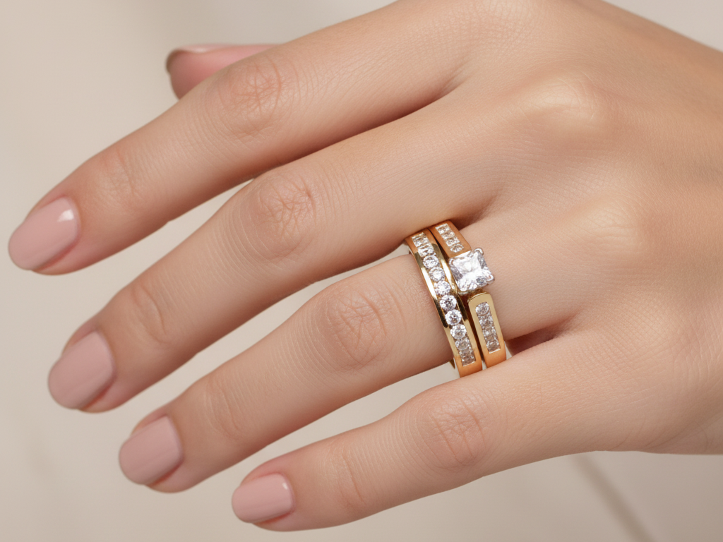 9ct Yellow Gold Cz Ring.