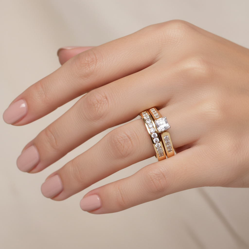 9ct Yellow Gold Cz Ring.