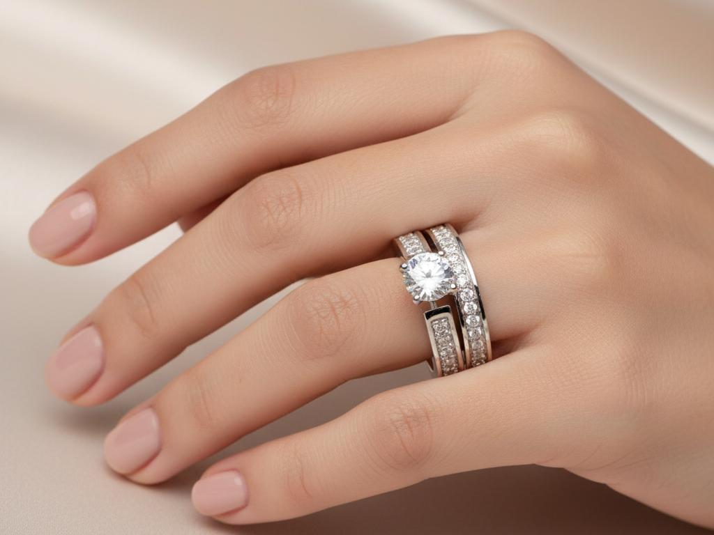 9ct White Gold Cz Ring.