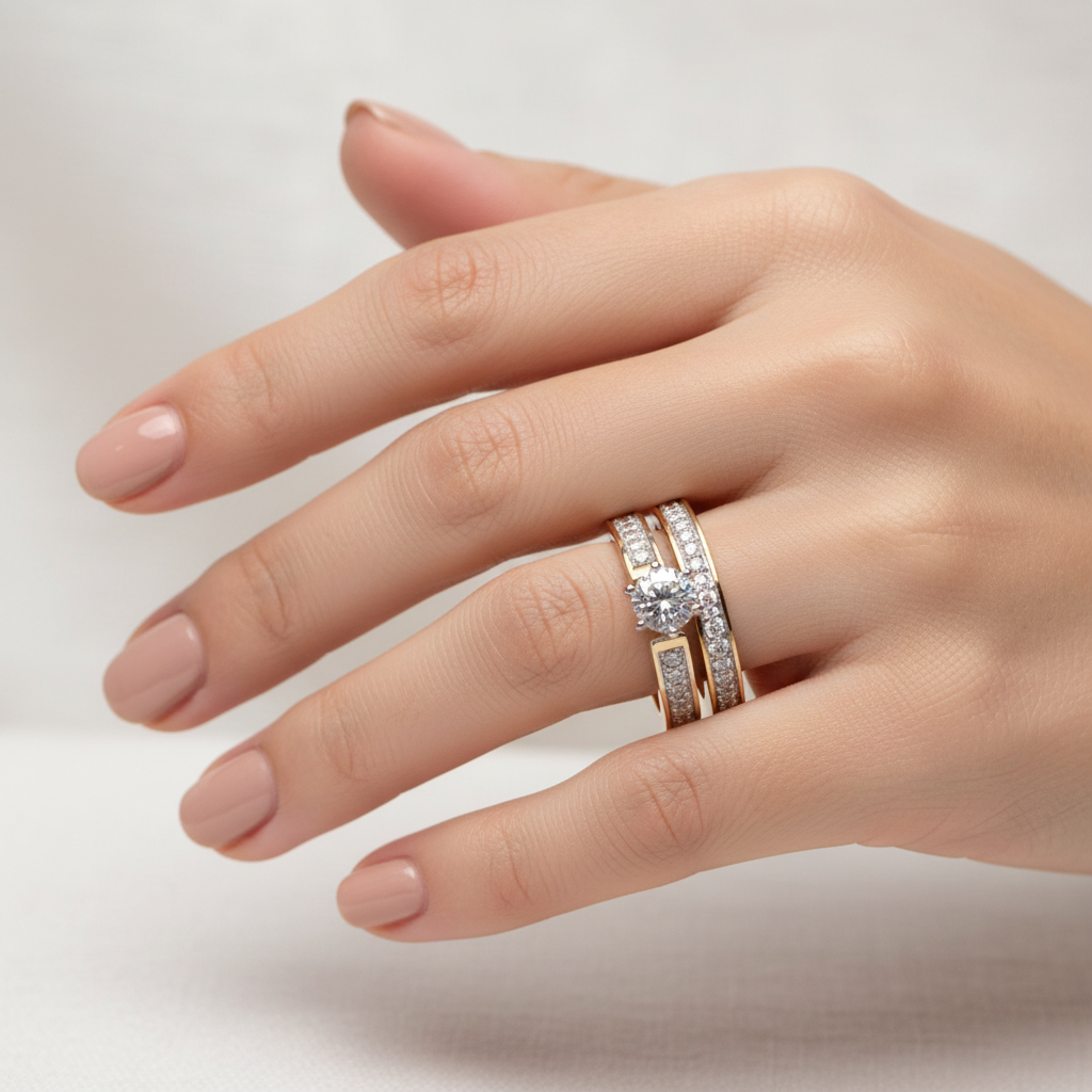 9ct Yellow Gold Cz Ring.