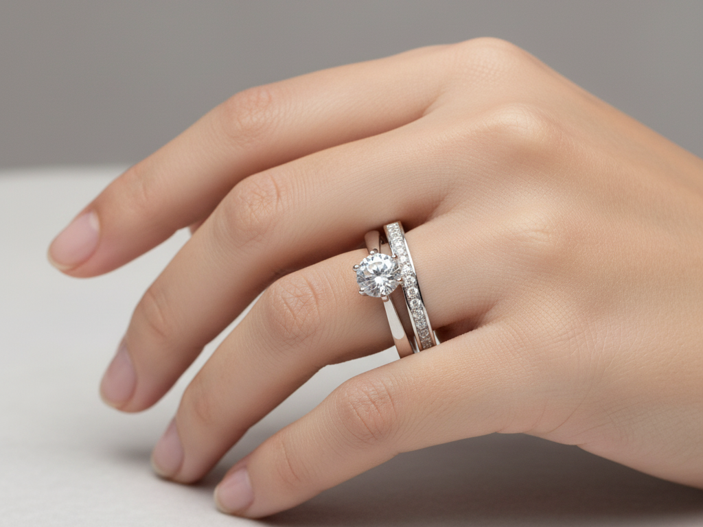 9ct White Gold Cz Ring.