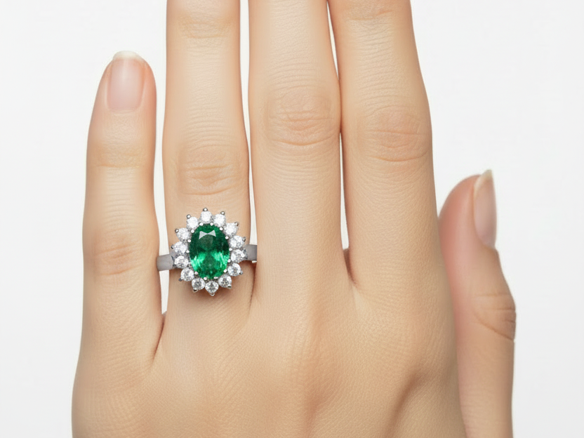 9ct White Gold Cz Ring.