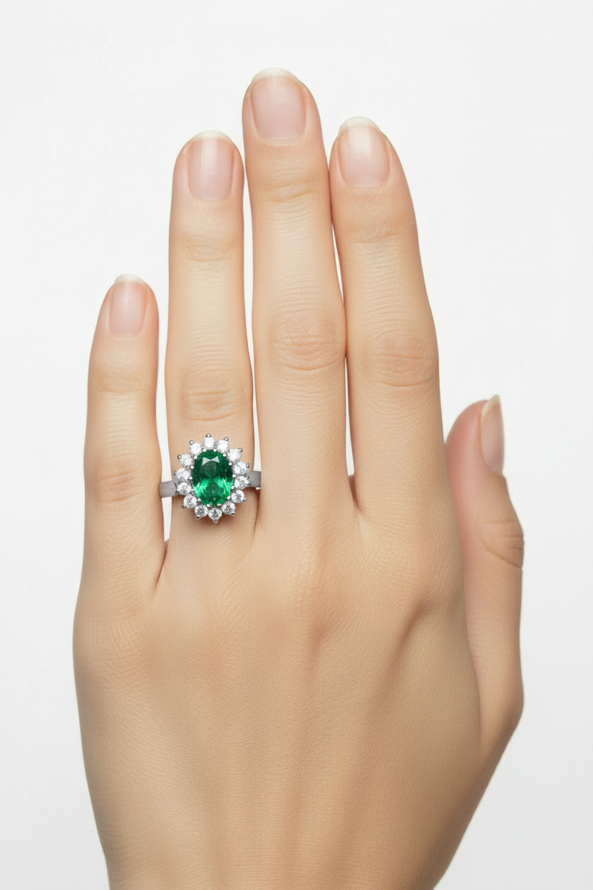 9ct White Gold Cz Ring.