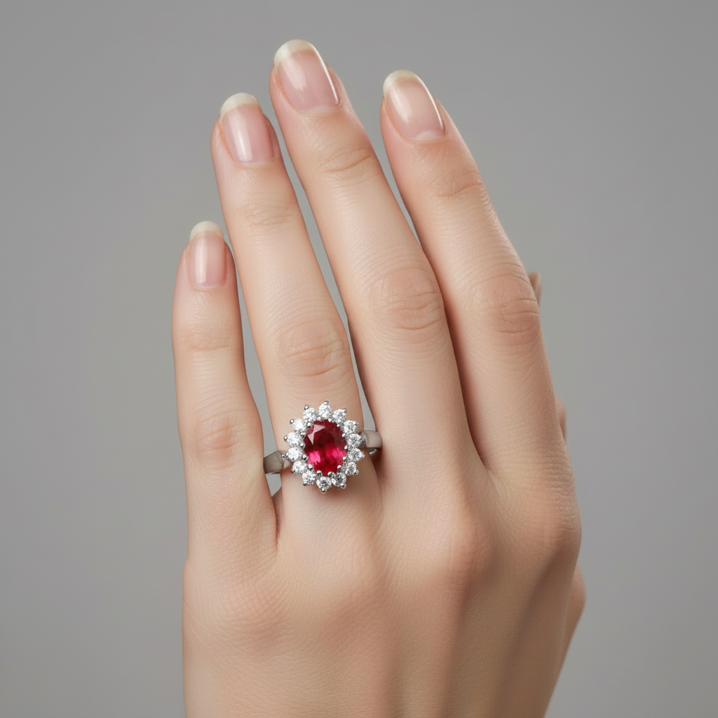 9ct White Gold Cz Ring.