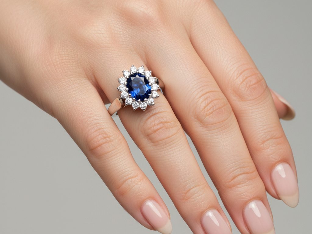 9ct White Gold Cz Ring.