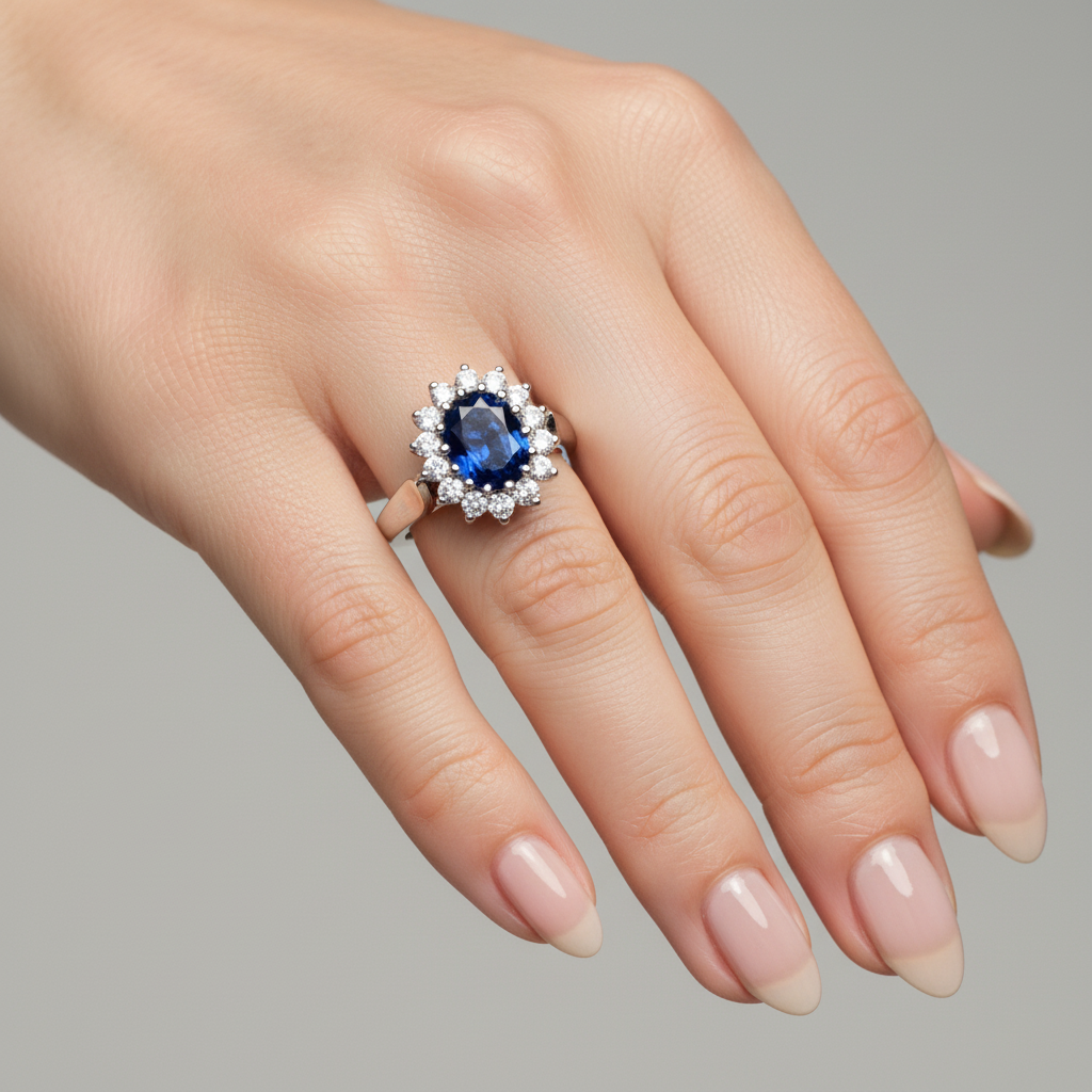 9ct White Gold Cz Ring.