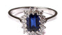 9ct White Gold Sapphire Cz Ring.