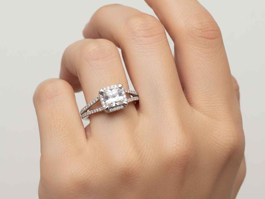 9ct White Gold Cz Ring.