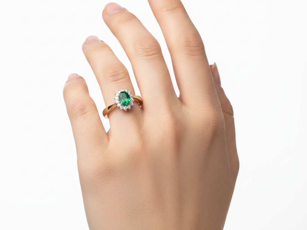 9ct Yellow Gold Emerald Cz Ring.