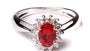 9ct White Gold Ruby Cz Ring.