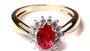 9ct Yellow Gold Ruby Cz Ring.