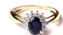 9ct Yellow Gold Sapphire Cz Ring.