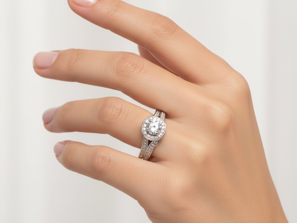 9ct White Gold Cz Ring.