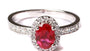 9ct White Gold Ruby Cz Ring.