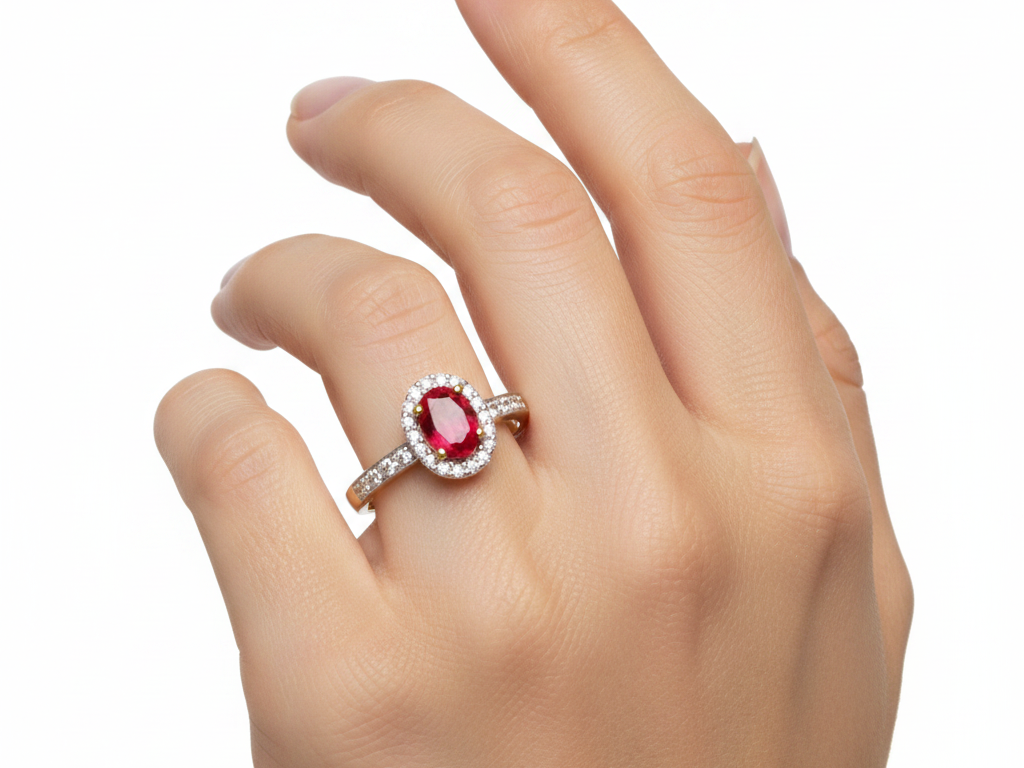 9ct Yellow Gold Ruby Cz Ring.