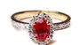 9ct Yellow Gold Ruby Cz Ring.