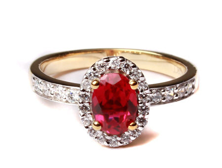9ct Yellow Gold Ruby Cz Ring.