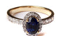 9ct Yellow Gold Sapphire Cz Ring.