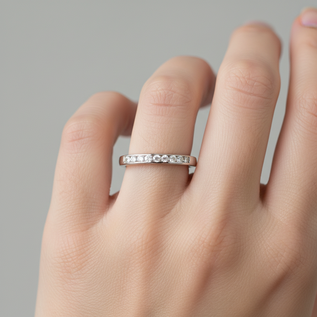 9ct White Gold Cz Ring.