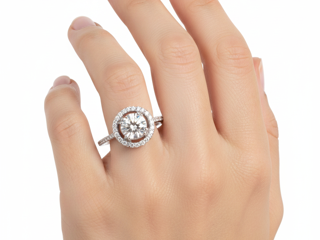 9ct White Gold Cz Ring.