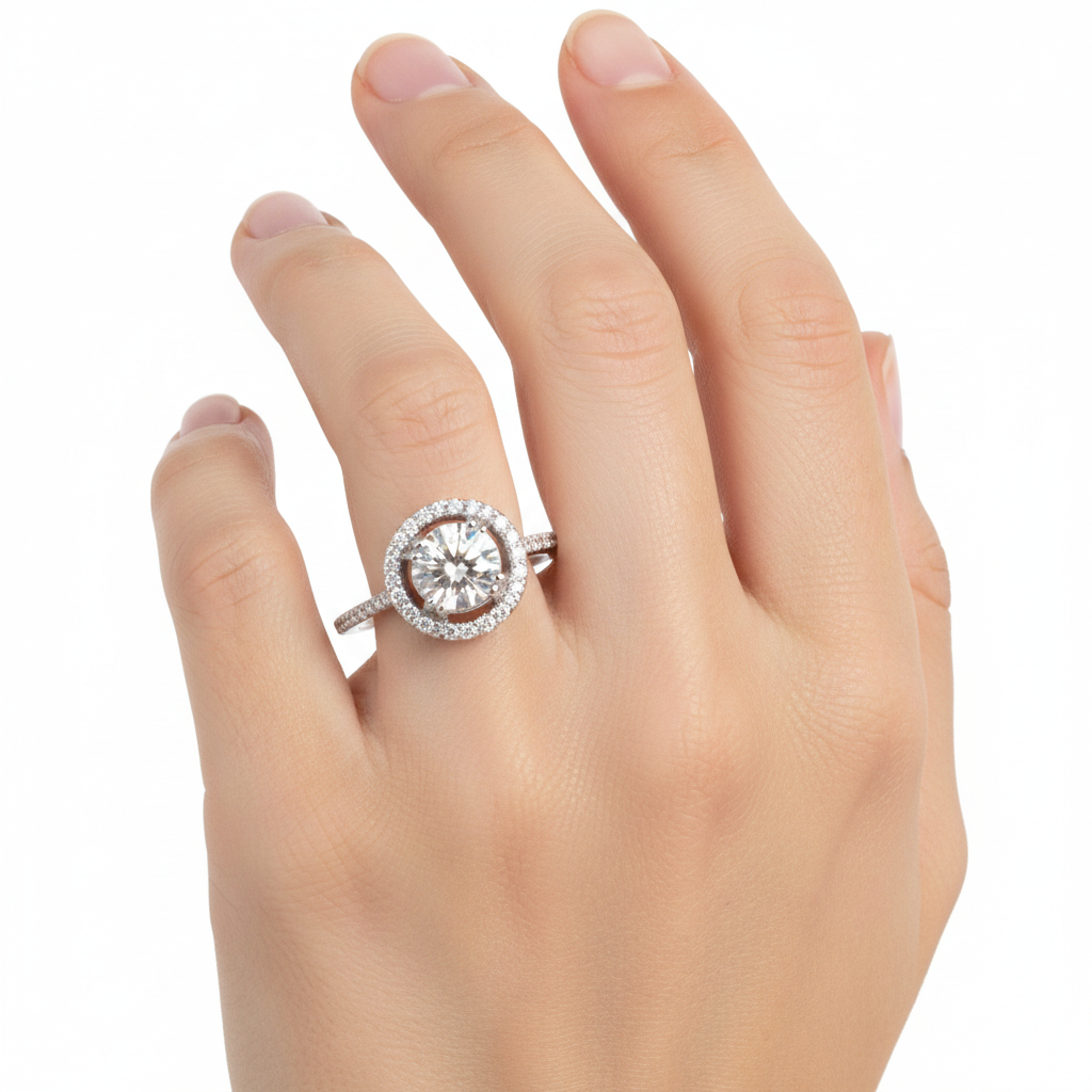 9ct White Gold Cz Ring.