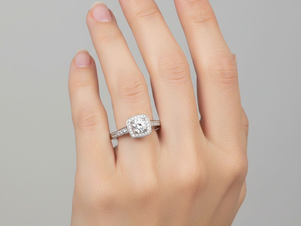 9ct White Gold Cz Ring.