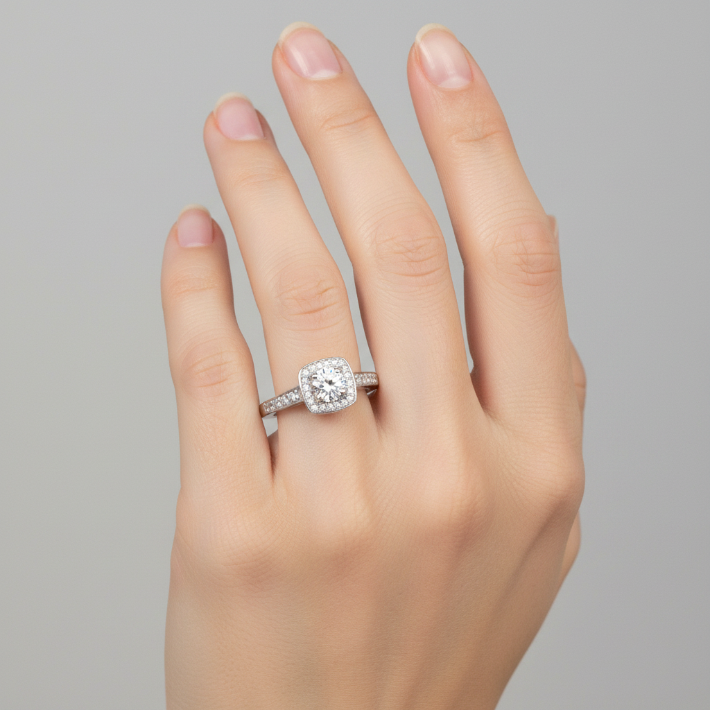 9ct White Gold Cz Ring.