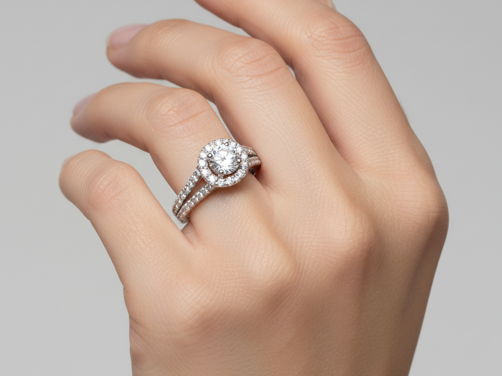 9ct White Gold Cz Ring.