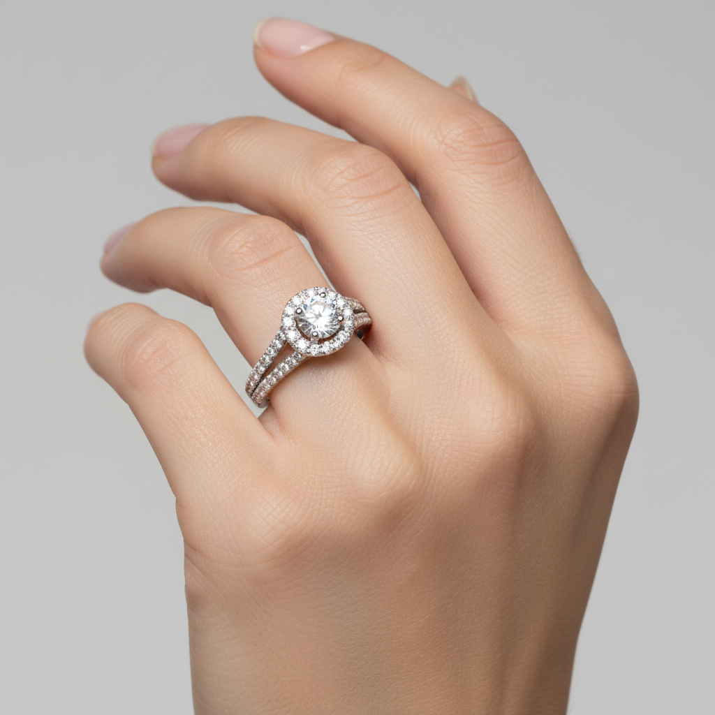 9ct White Gold Cz Ring.