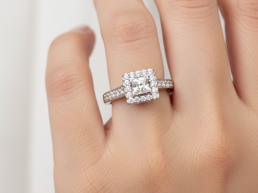 9ct White Gold Cz Ring.
