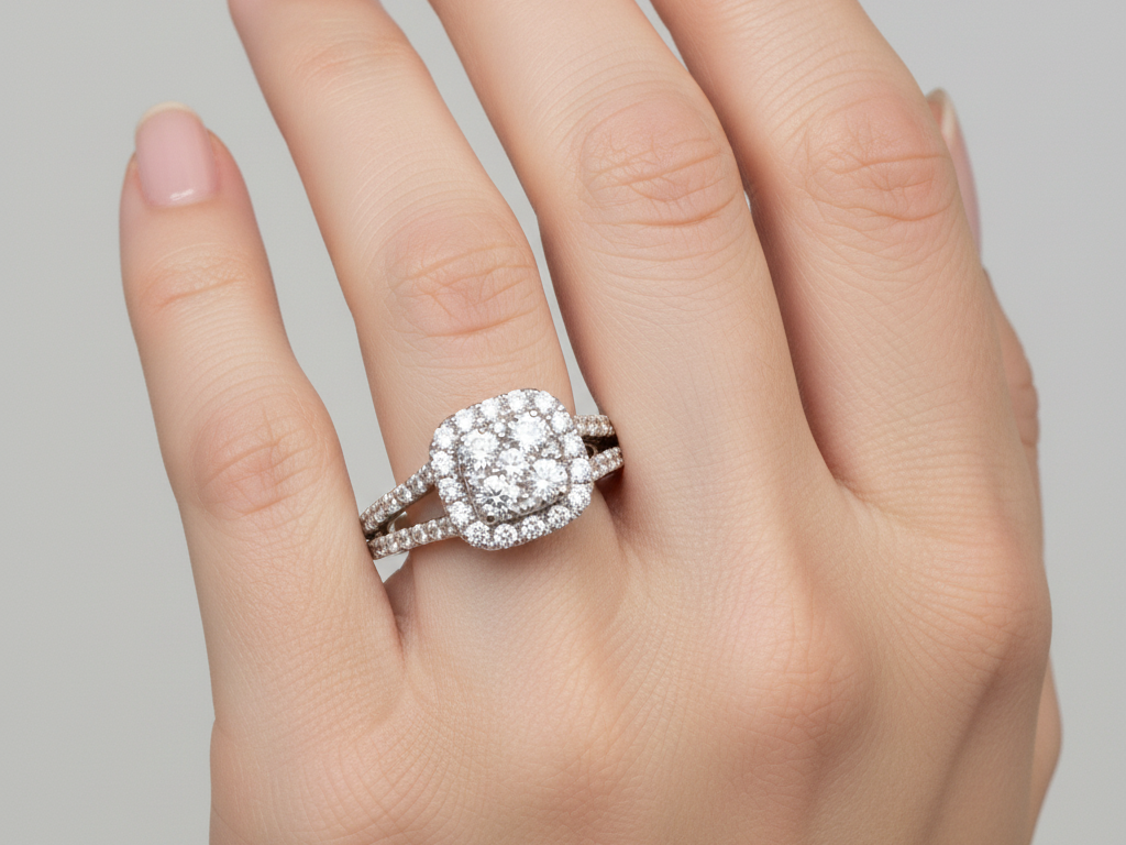 9ct White Gold Cz Ring.