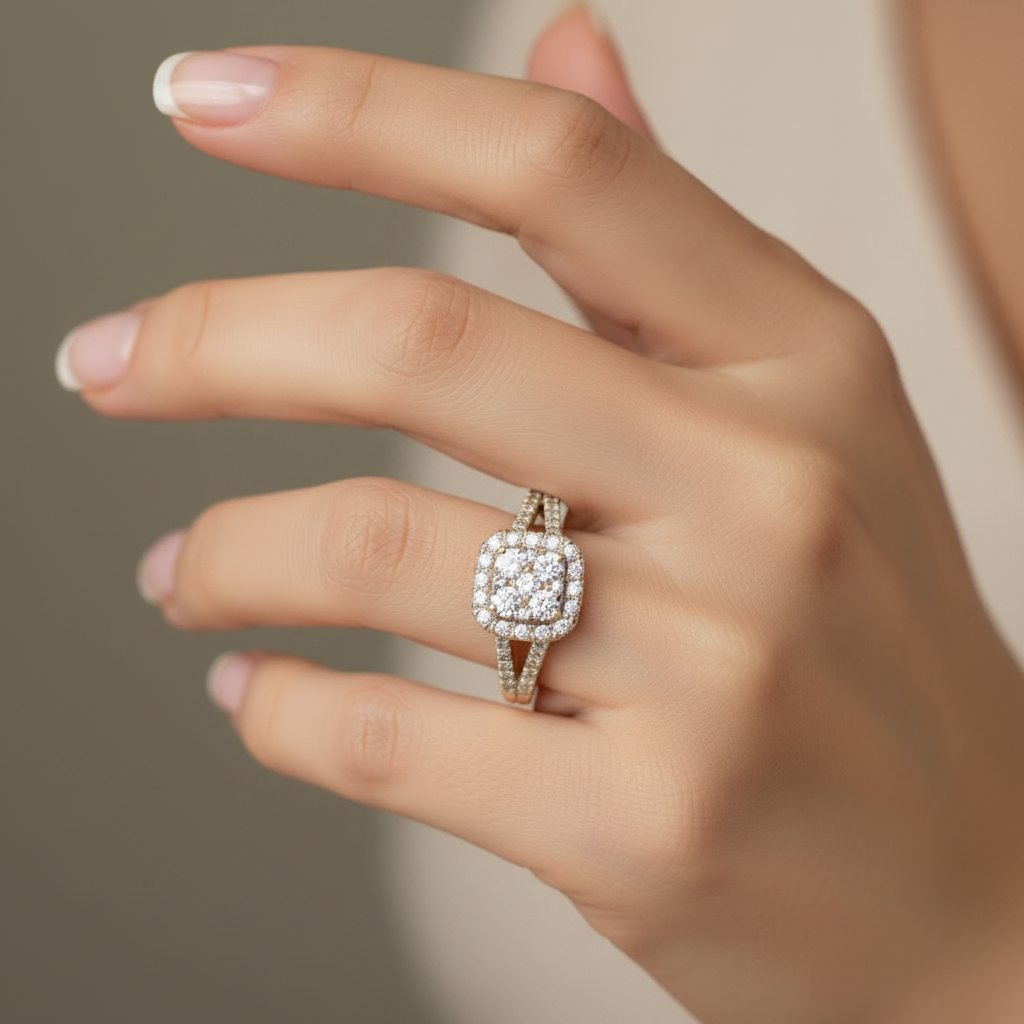9ct Yellow Gold Cz Ring.