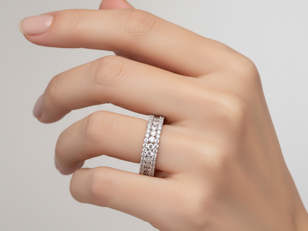 9ct White Gold Cz Ring.