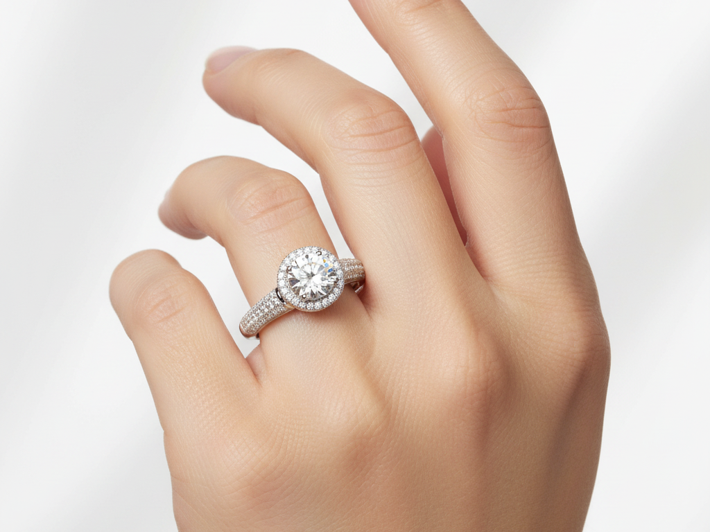 9ct White Gold Cz Ring.