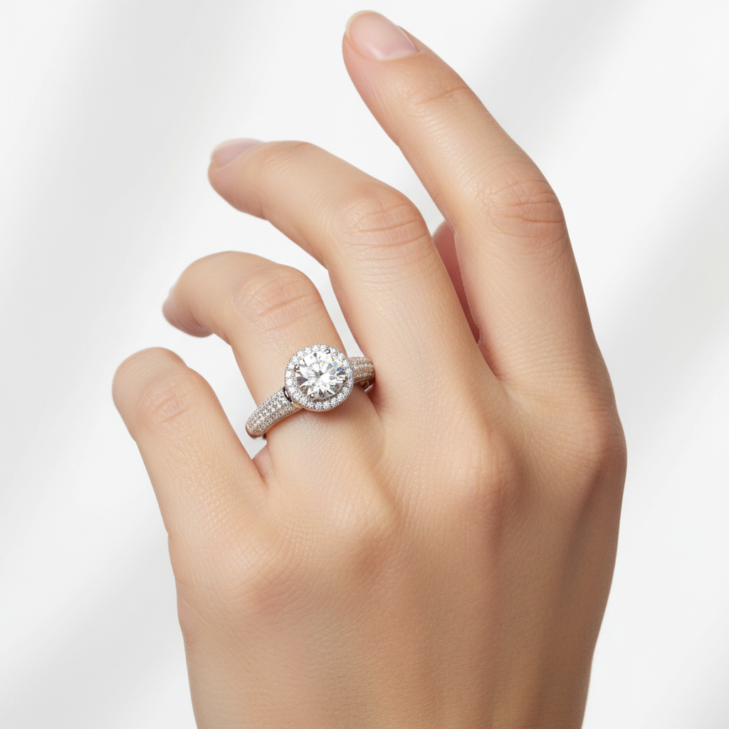 9ct White Gold Cz Ring.
