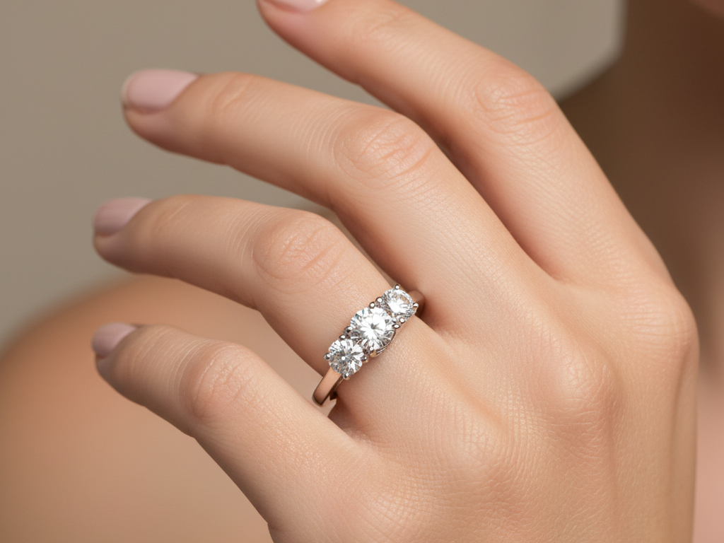 9ct White Gold Cz Ring.